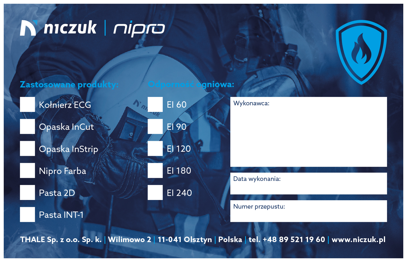7. Firestop identification plate Nipro NTFP.